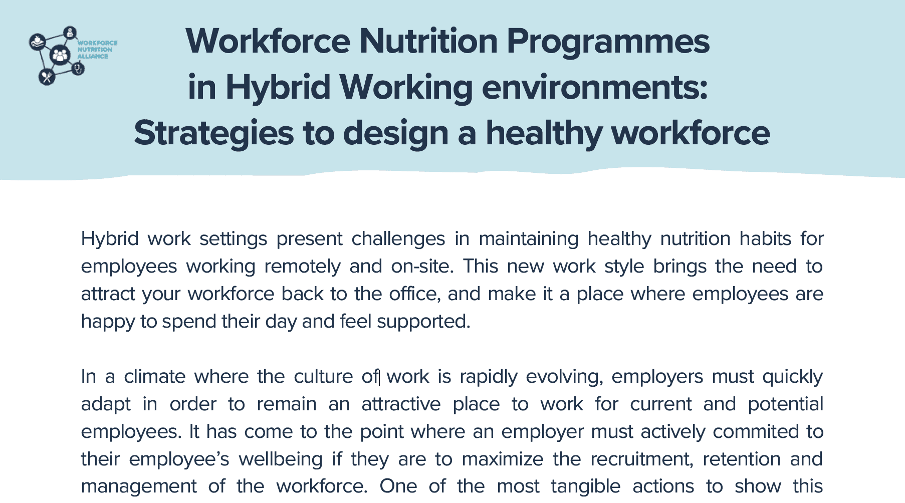 Workforce Nutrition in Hybrid Work Settings