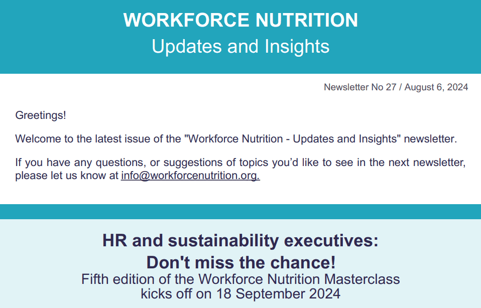 Workforce Nutrition Alliance Newsletter