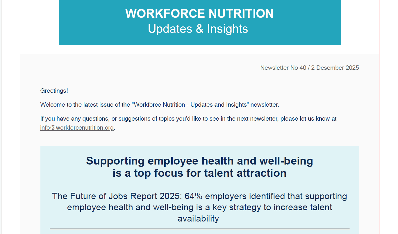 Workforce Nutrition Alliance Newsletter